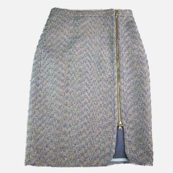 J. CREW Tweed Skit with Gold accents and Zipper - GOLD PURPLE PERIWINKLE - Picture 1 of 9